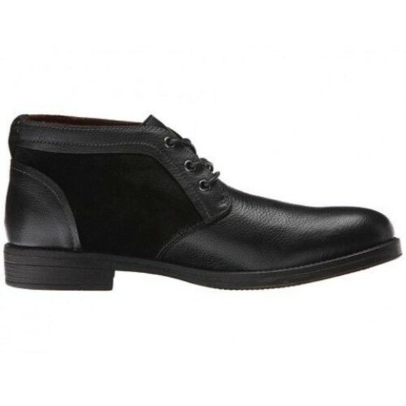 New Steve Madden Men\'s Deron black  leather  chukka  boots